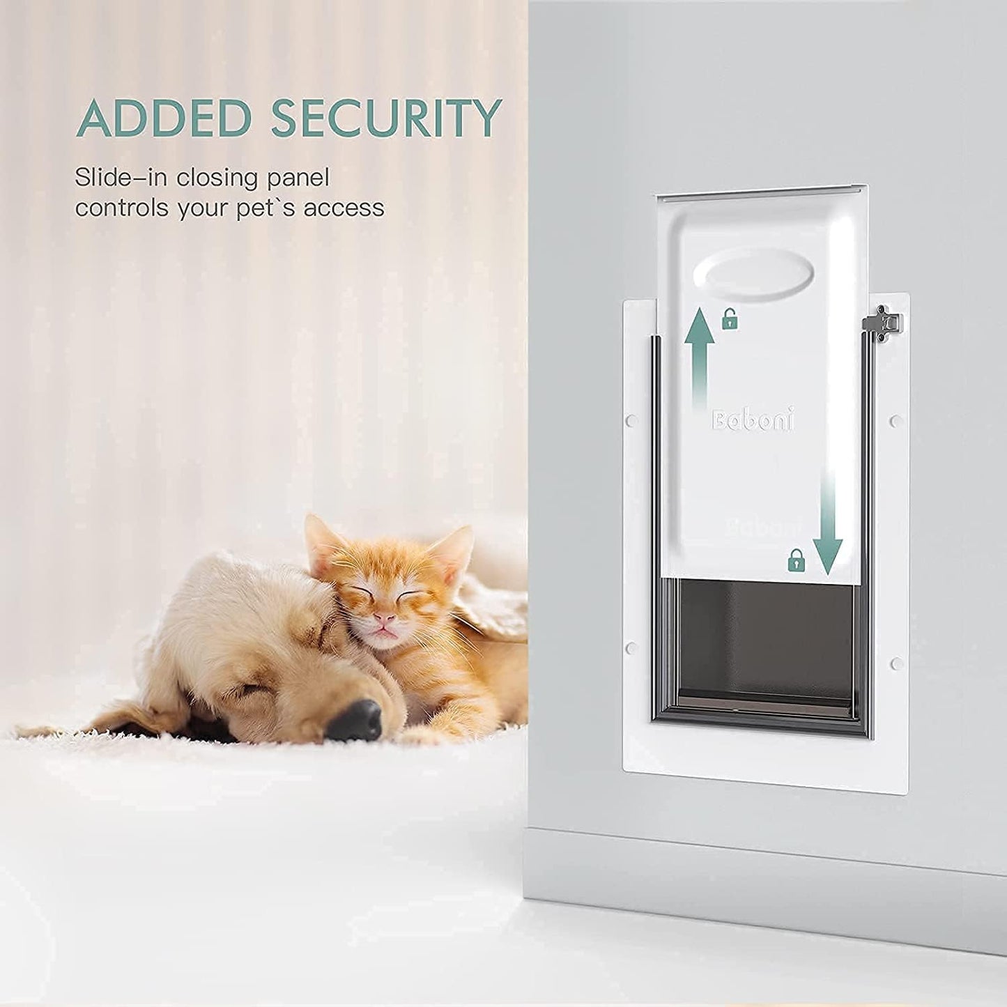 Large Pet Door for Wall Installation, Featuring Steel Frame, Telescoping Tunnel, Aluminum Lock, and Double Flap Design for Dogs and Cats (Up to 100 lbs) - Durable and Strong