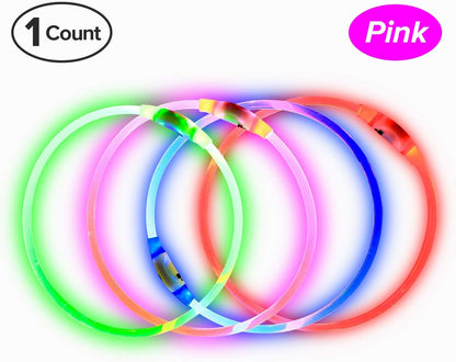 USB Rechargeable LED Dog Collar for Enhanced Night Safety - Stylish Glowing Collar for Small, Medium, and Large Dogs (Candy Pink)
