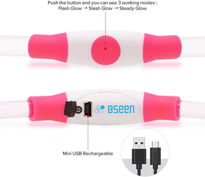 USB Rechargeable LED Dog Collar for Enhanced Night Safety - Stylish Glowing Collar for Small, Medium, and Large Dogs (Candy Pink)