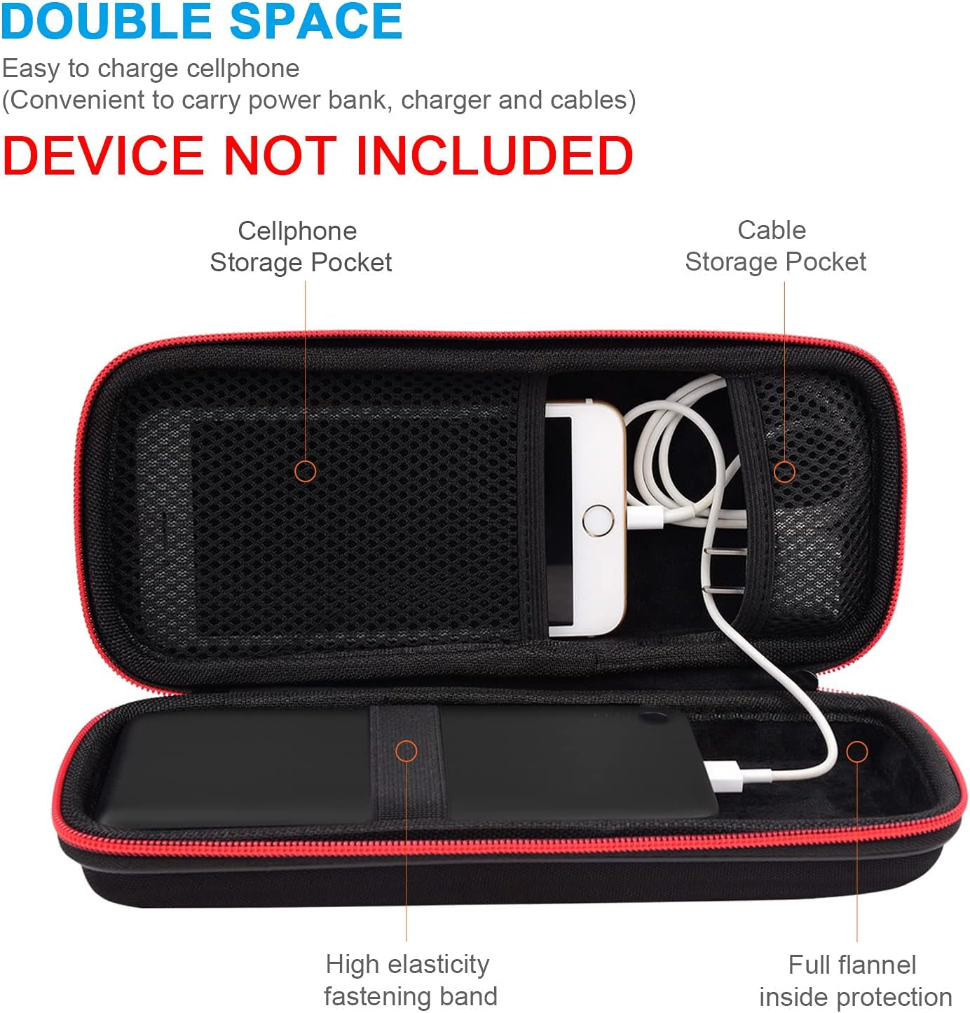Premium Hard Travel Case for Ravpower, Anker, Dulla, ROMOSS Power Banks and Lab599 Tx500 Radio (Large Black)
