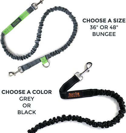 Hands-Free Bungee Dog Leash for Walking and Running - Adjustable Waist Belt (36" - 48") for Large, Medium & Small Breeds, Supports Up to 150 lbs - Black