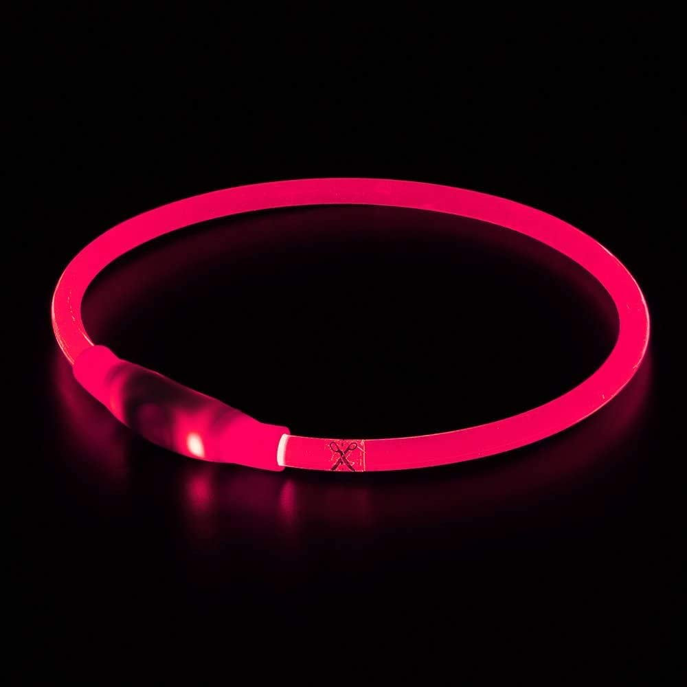 USB Rechargeable LED Dog Collar for Enhanced Night Safety - Stylish Glowing Collar for Small, Medium, and Large Dogs (Candy Pink)