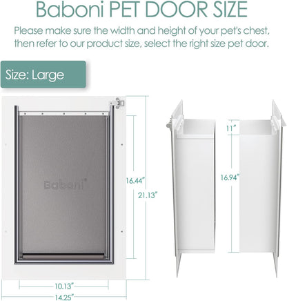 Large Pet Door for Wall Installation, Featuring Steel Frame, Telescoping Tunnel, Aluminum Lock, and Double Flap Design for Dogs and Cats (Up to 100 lbs) - Durable and Strong