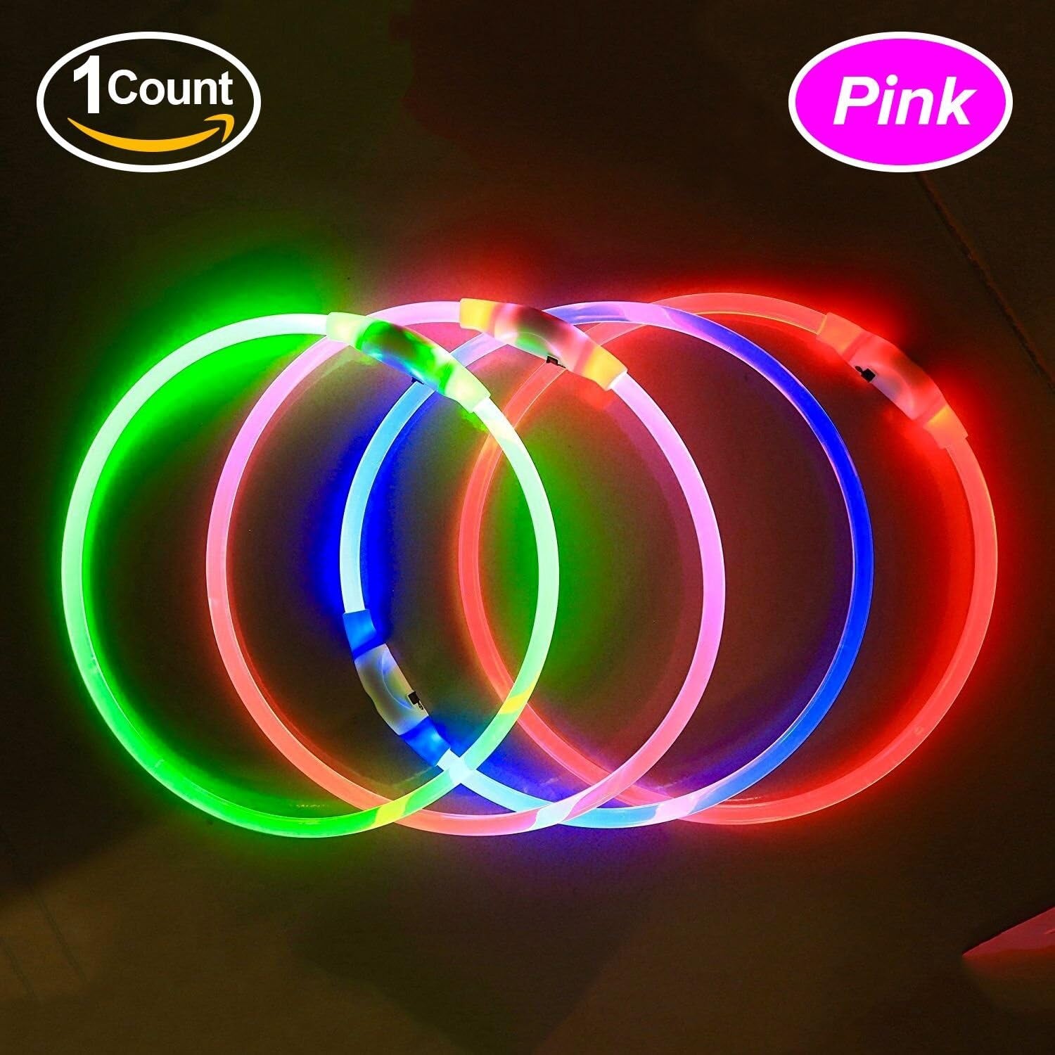 USB Rechargeable LED Dog Collar for Enhanced Night Safety - Stylish Glowing Collar for Small, Medium, and Large Dogs (Candy Pink)