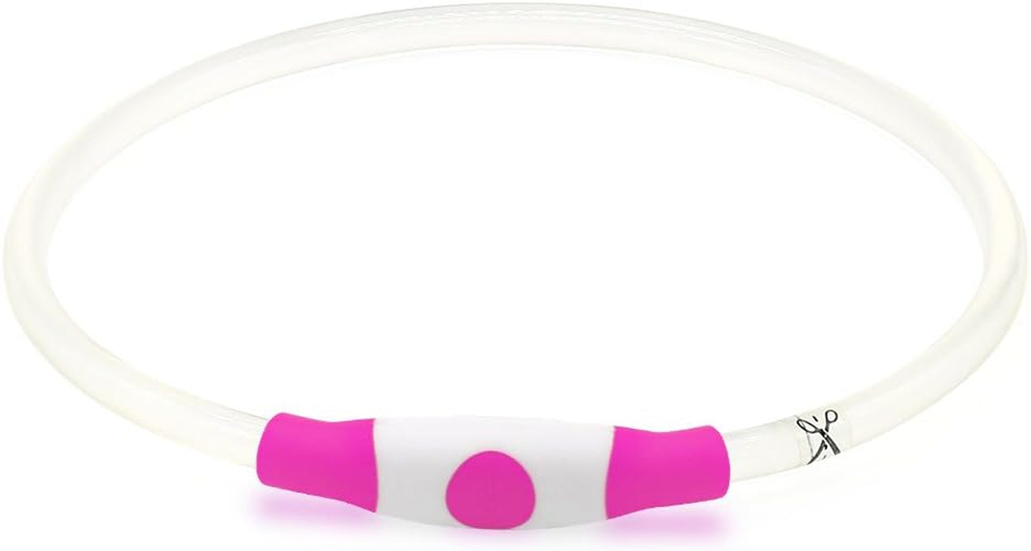 USB Rechargeable LED Dog Collar for Enhanced Night Safety - Stylish Glowing Collar for Small, Medium, and Large Dogs (Candy Pink)