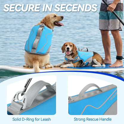 Neoprene Dog Life Vest for Swimming and Boating - Buoyant and Comfortable Jacket with Handle for Puppies, Size XS, Cyra Blue
