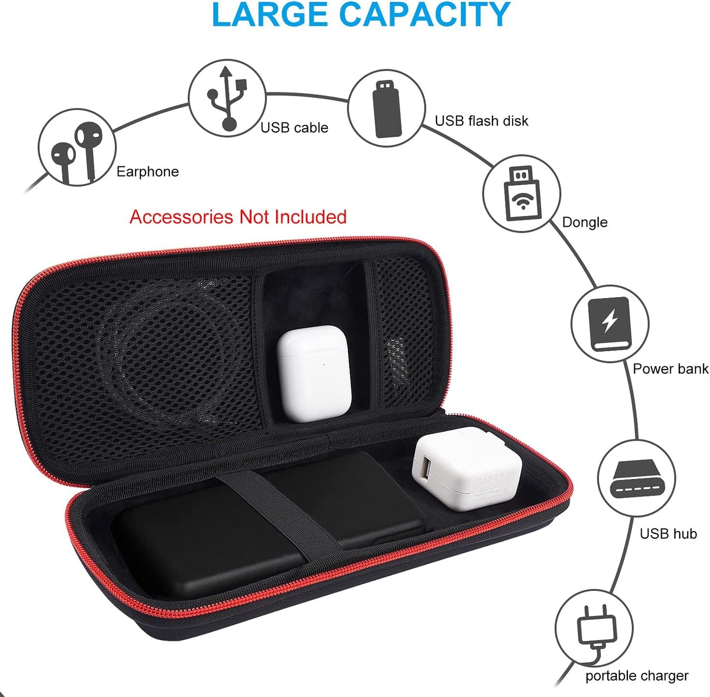 Premium Hard Travel Case for Ravpower, Anker, Dulla, ROMOSS Power Banks and Lab599 Tx500 Radio (Large Black)