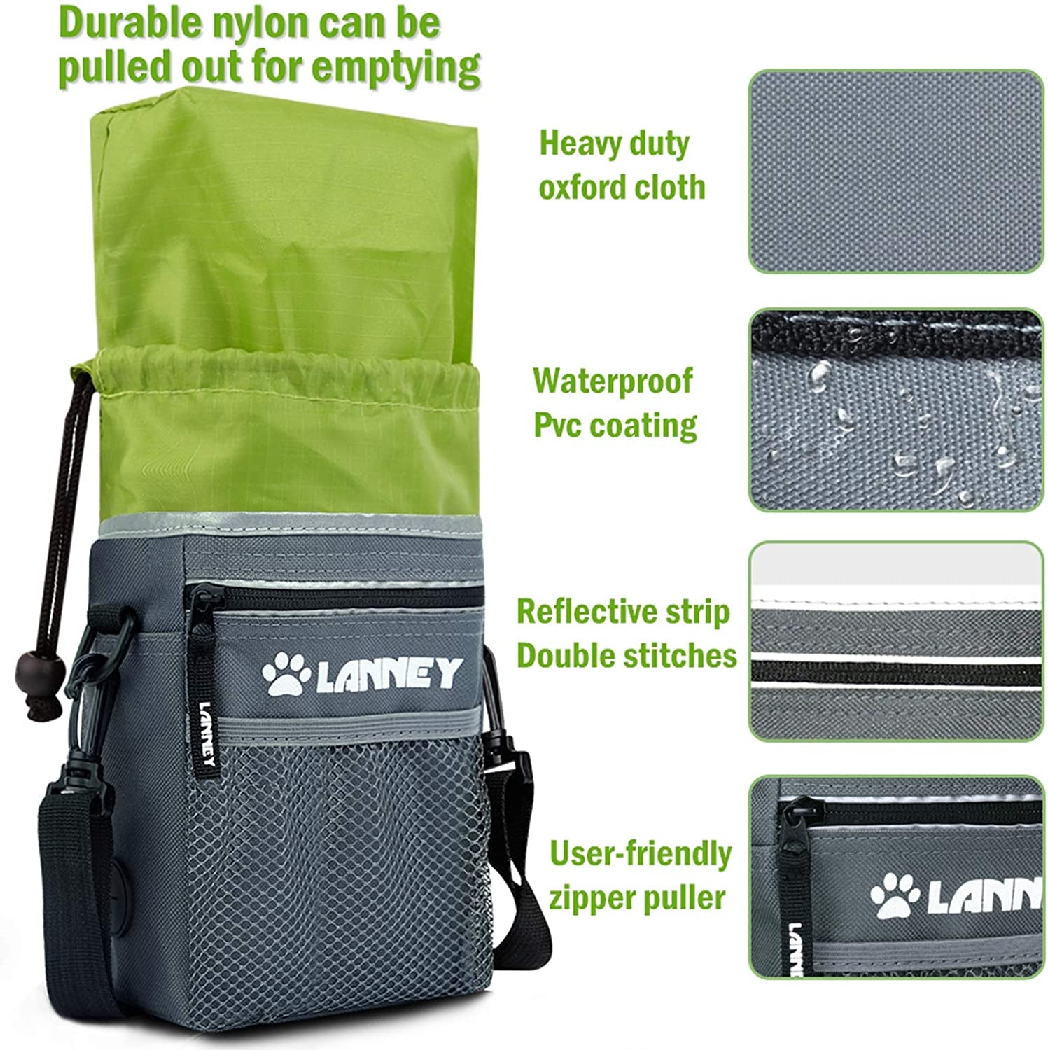 Dog Treat Pouch with Versatile Carrying Options - Includes Clicker, Shoulder Strap, Adjustable Belt, Poop Bag Dispenser, and Convenient Storage for Kibble and Pet Toys