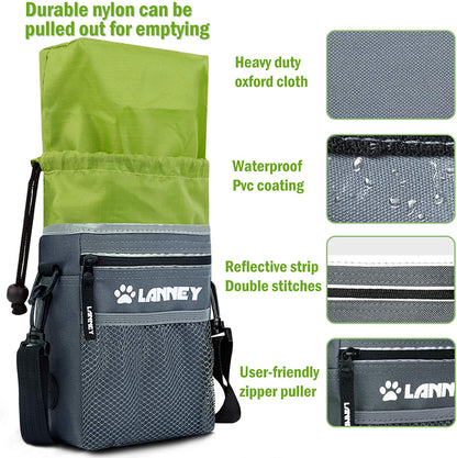 Dog Treat Pouch with Versatile Carrying Options - Includes Clicker, Shoulder Strap, Adjustable Belt, Poop Bag Dispenser, and Convenient Storage for Kibble and Pet Toys