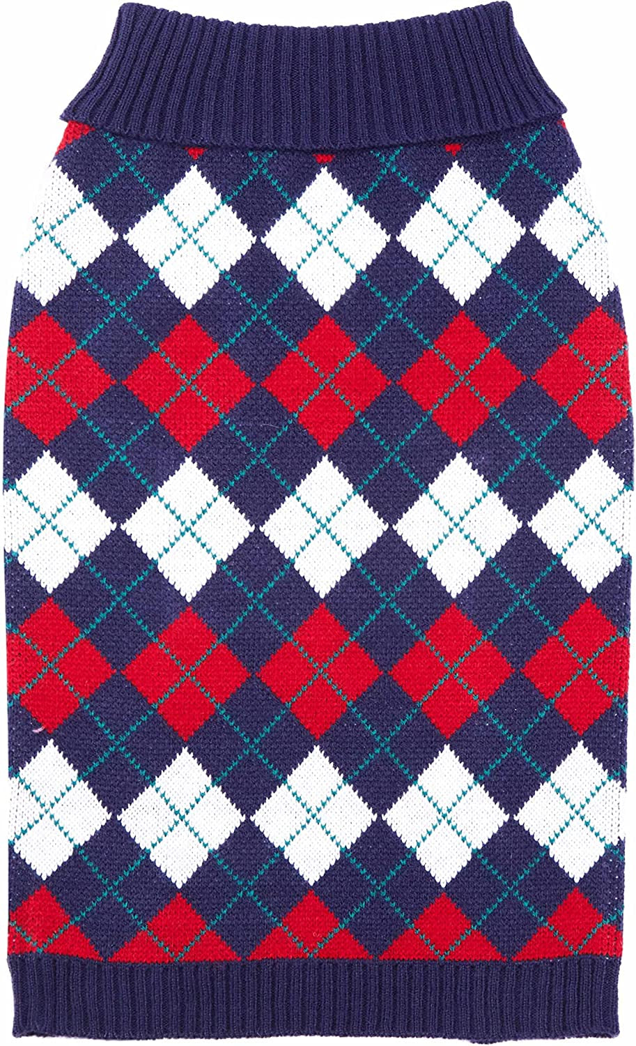 Navy Blue Argyle Pattern Dog Sweater, 10" Back Length, Single Pack