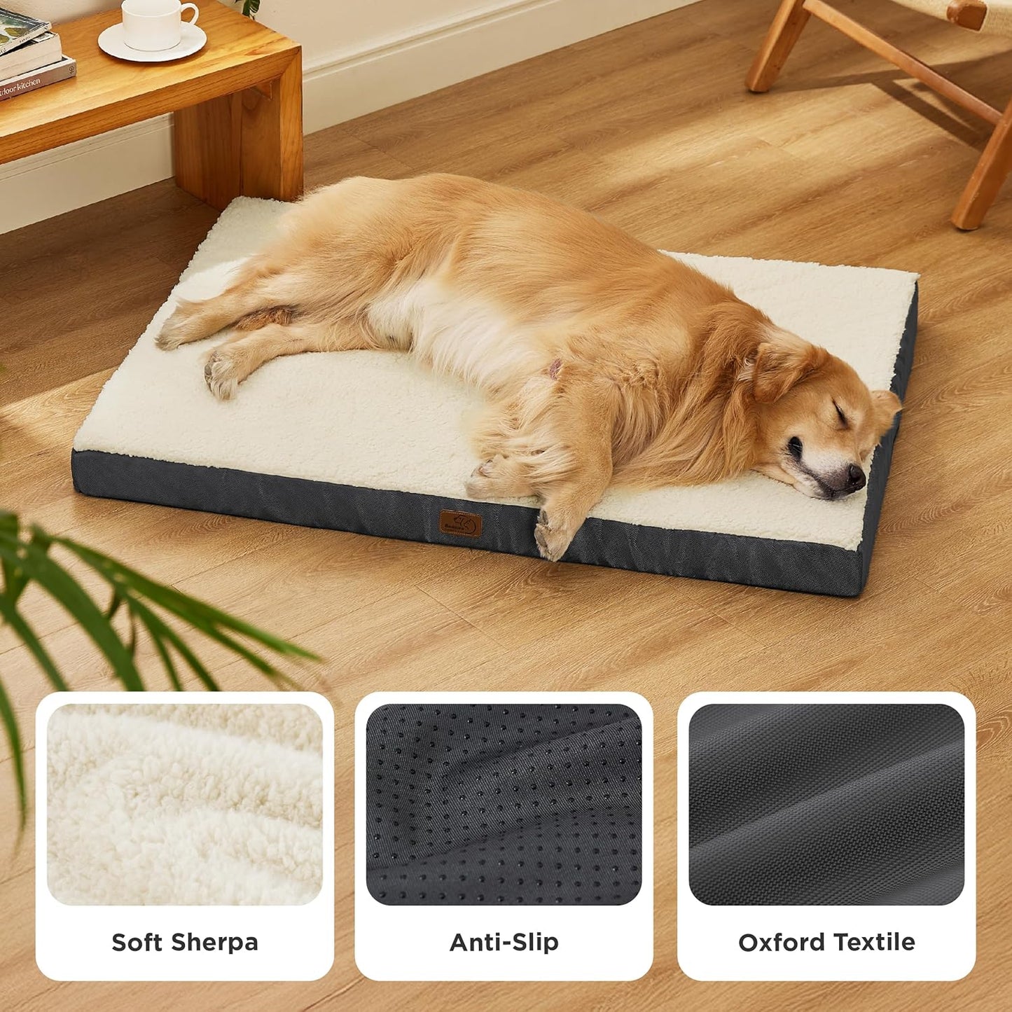 Extra Large Orthopedic Dog Bed - Comfortable Flat Pet Bed with Removable Washable Cover and Egg Crate Foam, Ideal for Pets Up to 100 lbs